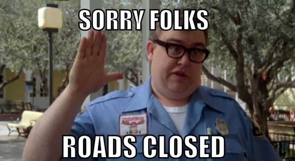Funny Picture of John Candy Saying Roads Closed 404 Page